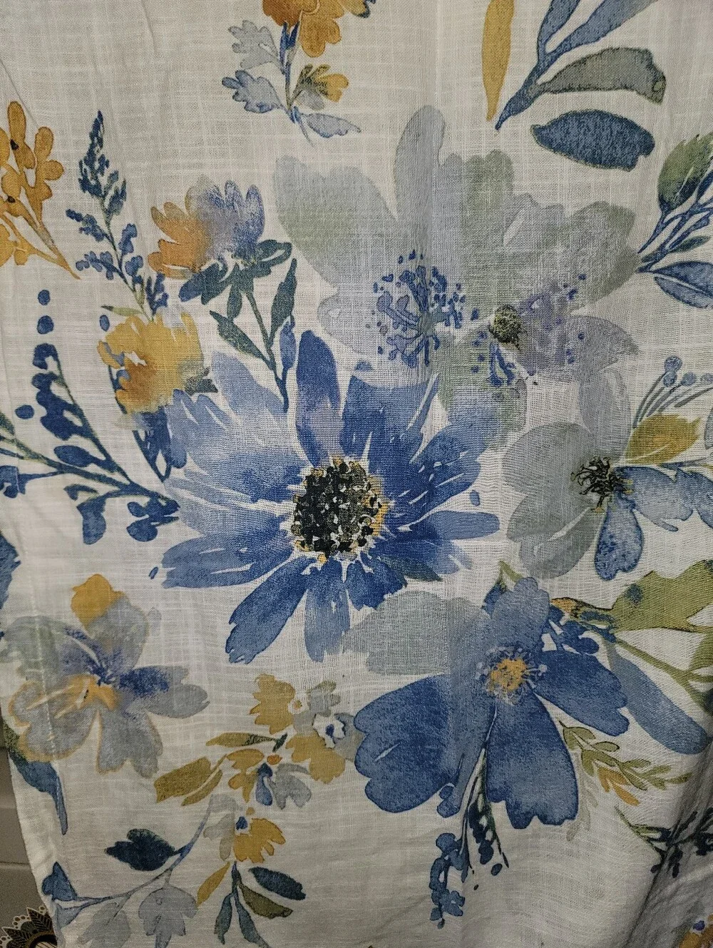 Shabby Chic Pillow Sham Set (2) Blue and Yellow Floral 100% cotton King Sz